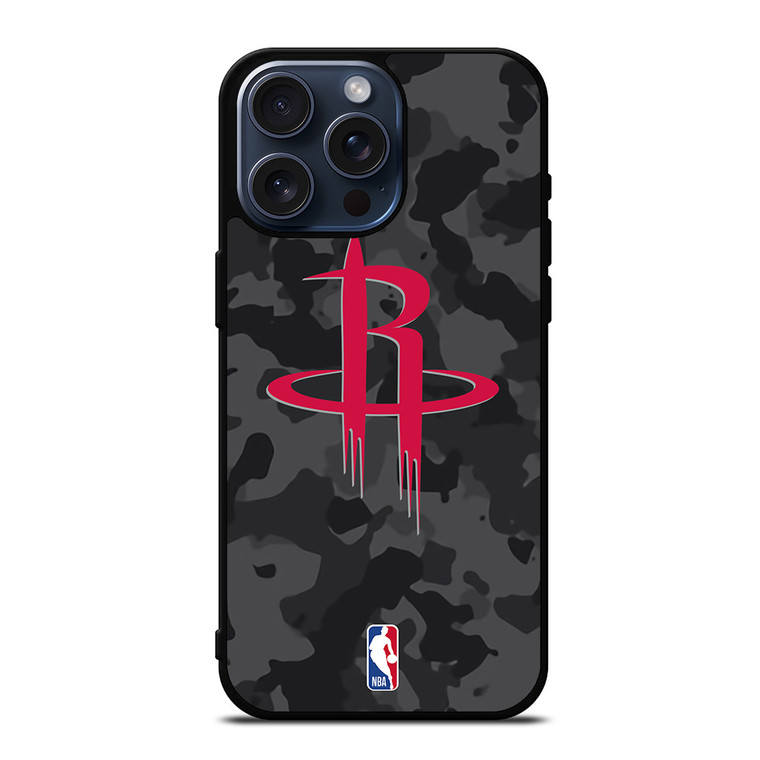 HOUSTON ROCKETS BLACK CAMO iPhone 15 Pro Max Case Cover