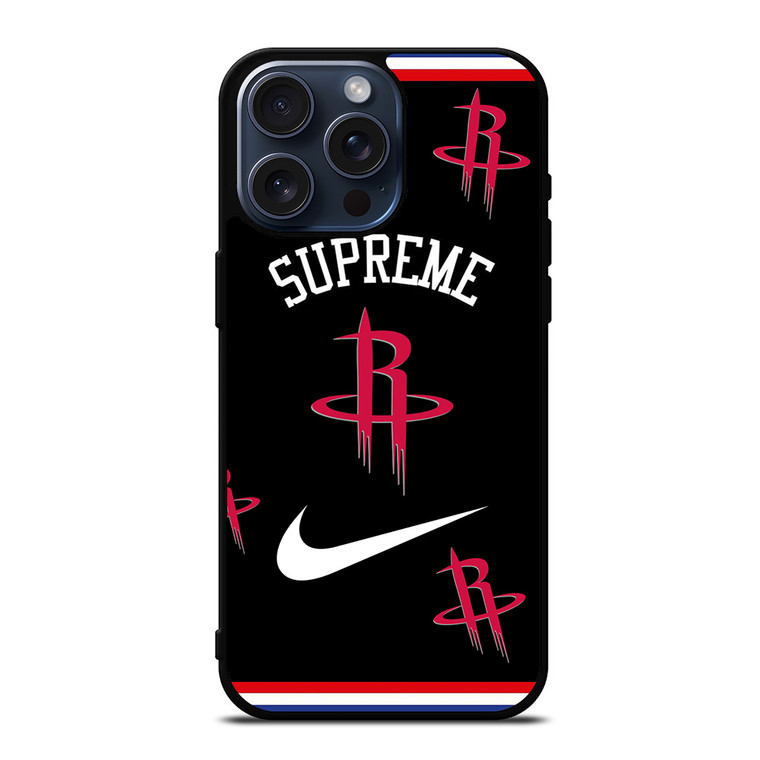 HOUSTON ROCKETS NBA X SUPREME NIKE iPhone 15 Pro Max Case Cover