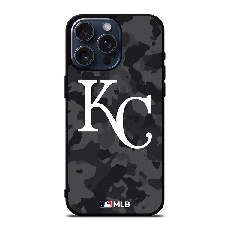KANSAS CITY ROYALS BASEBALL BLACK CAMO iPhone 15 Pro Max Case Cover