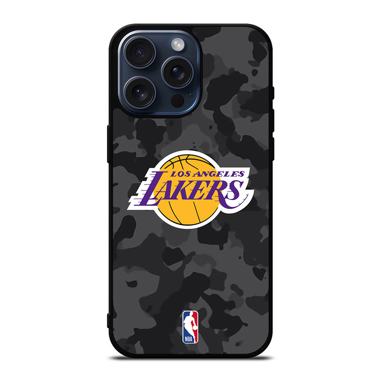 LOS ANGELES LAKERS BLACK CAMO iPhone 15 Pro Max Case Cover LOS ANGELES LAKERS BLACK CAMO iPhone 15 Pro Max Case Cover