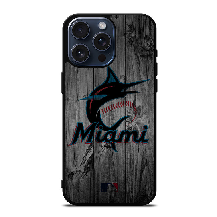 MIAMI MARLINS BASEBALL MLB WOOD LOGO iPhone 15 Pro Max Case Cover