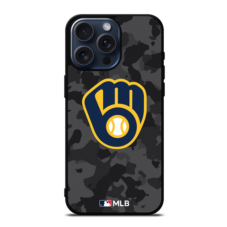 MILWAUKEE BREWERS BASEBALL BLACK CAMO iPhone 15 Pro Max Case Cover