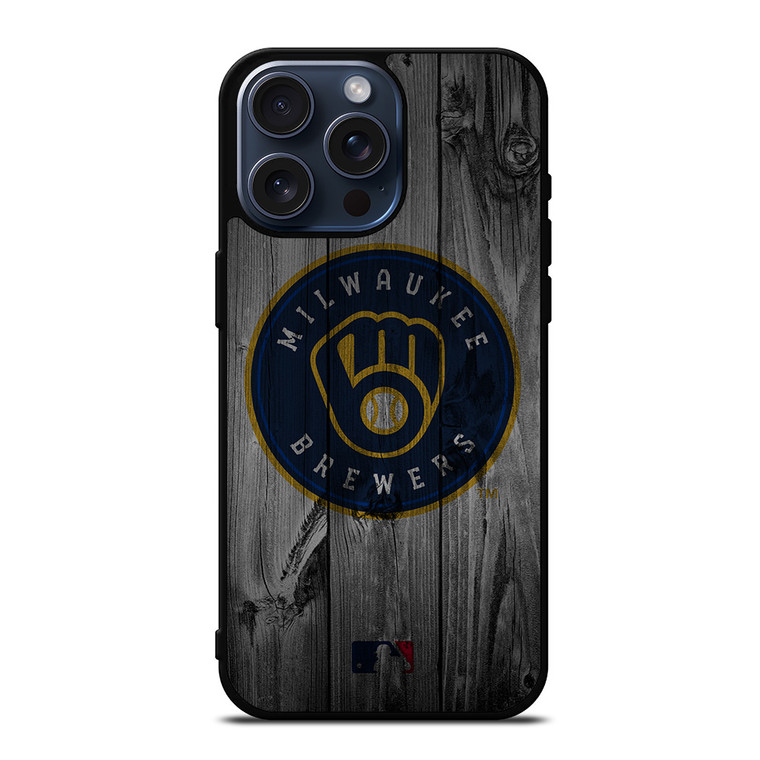 MILWAUKEE BREWERS BASEBALL MLB WOOD LOGO iPhone 15 Pro Max Case Cover