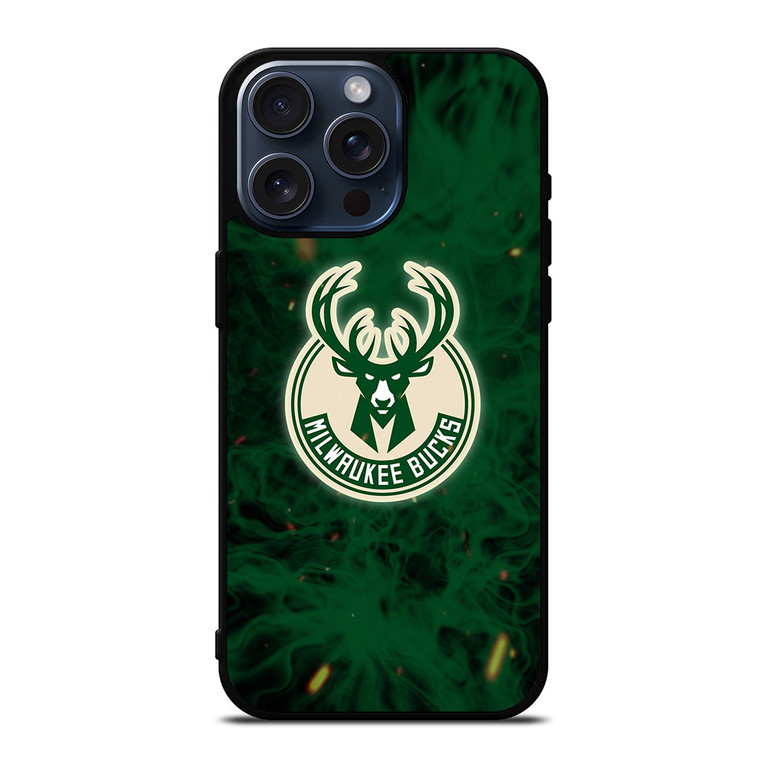 MILWAUKEE BUCKS BASKETBALL NBA FIRE iPhone 15 Pro Max Case Cover