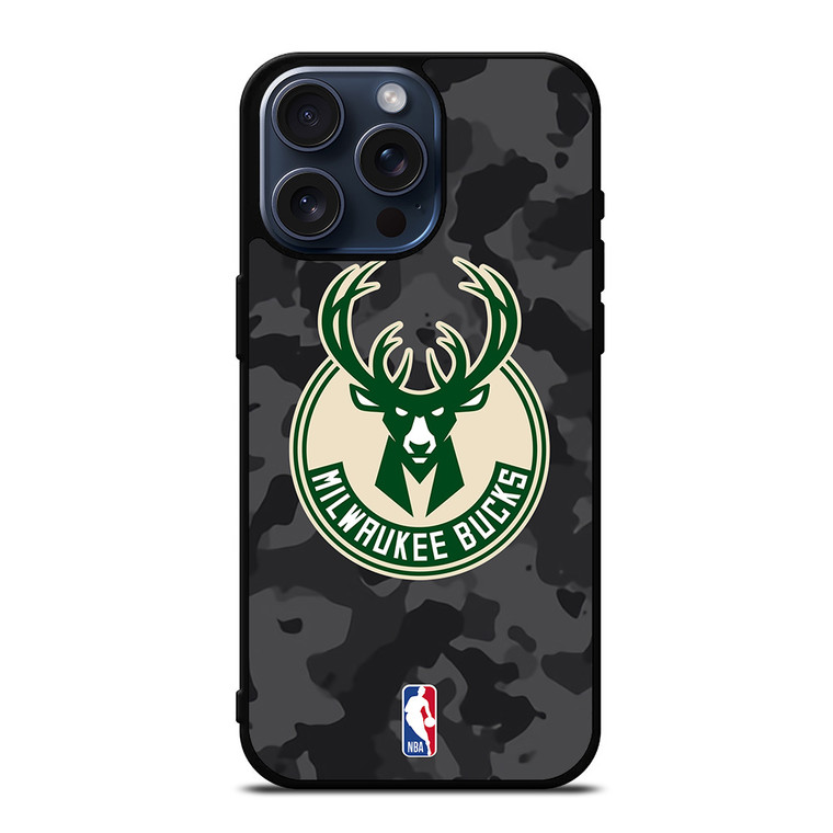 MILWAUKEE BUCKS BLACK CAMO iPhone 15 Pro Max Case Cover