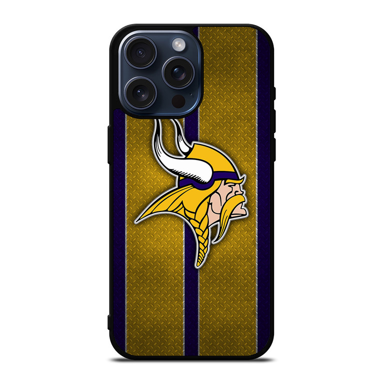 MINNESOTA VIKINGS NFL METAL STRIPE iPhone 15 Pro Max Case Cover
