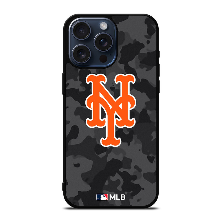 NEW YORK METS BASEBALL BLACK CAMO iPhone 15 Pro Max Case Cover