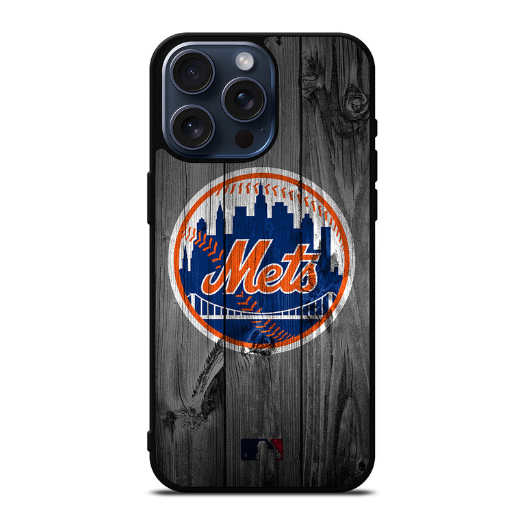 NEW YORK METS BASEBALL MLB WOOD LOGO iPhone 15 Pro Max Case Cover