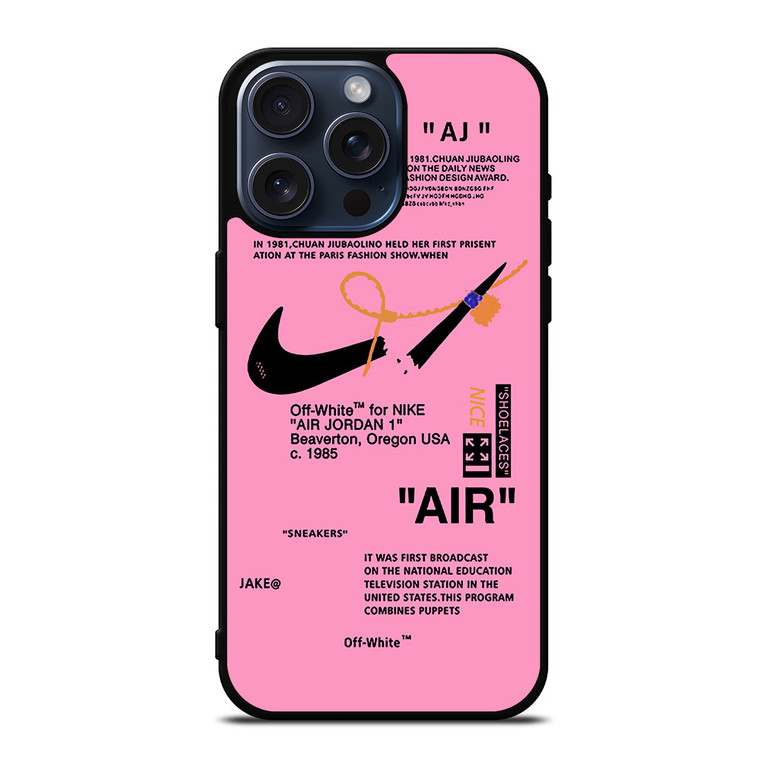 NIKE AIR OFF WHITE PINK iPhone 15 Pro Max Case Cover
