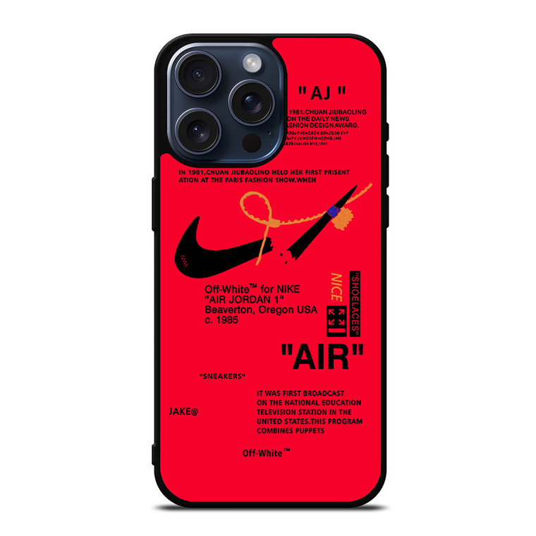NIKE AIR OFF WHITE RED iPhone 15 Pro Max Case Cover