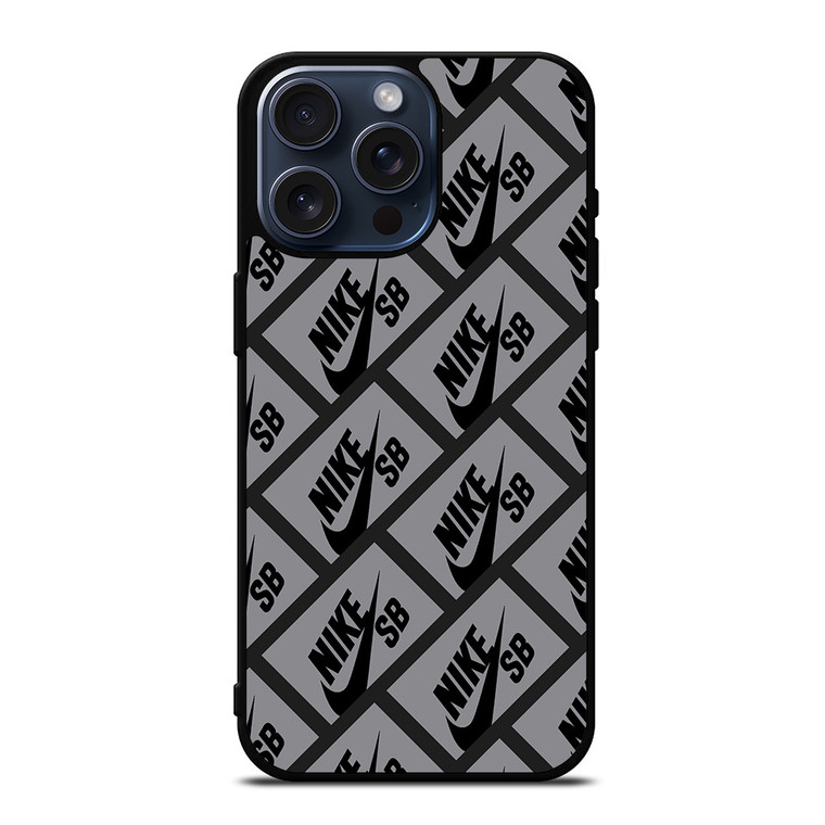 NIKE SB SKATEBOARD BOX PATTERN GREY iPhone 15 Pro Max Case Cover