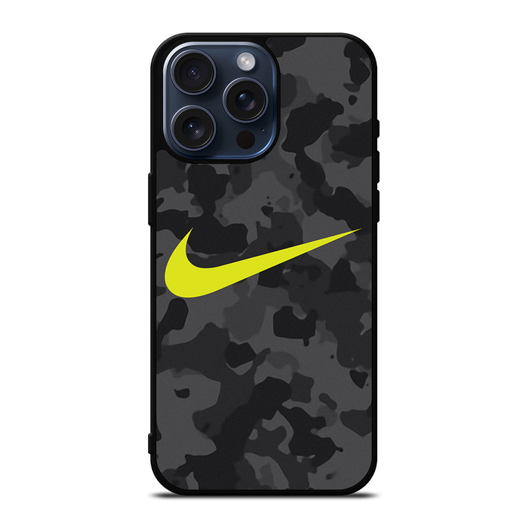 NIKE SWOOSH BLACK CAMO iPhone 15 Pro Max Case Cover