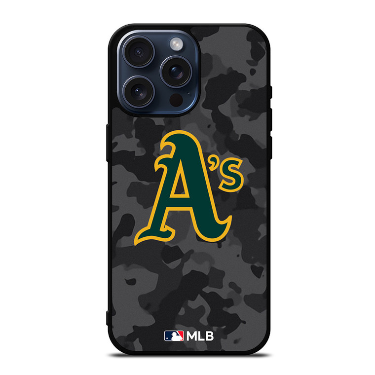 OAKLAND ATHLETICS BASEBALL BLACK CAMO iPhone 15 Pro Max Case Cover