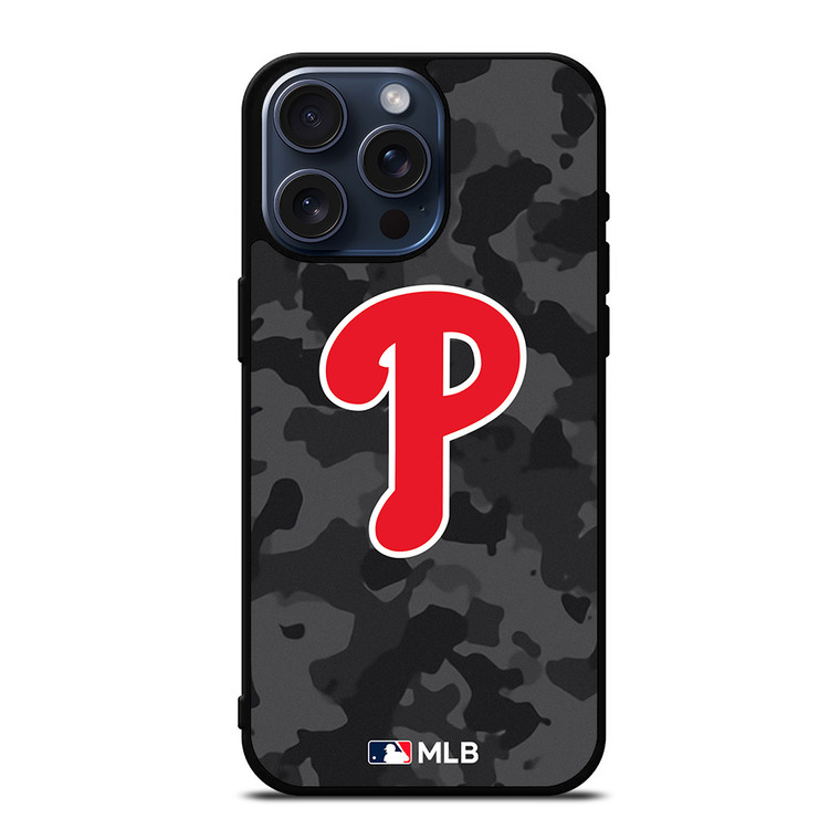 PHILADELPHIA PHILLIES BASEBALL BLACK CAMO iPhone 15 Pro Max Case Cover PHILADELPHIA PHILLIES BASEBALL BLACK CAMO iPhone 15 Pro Max Case Cover
