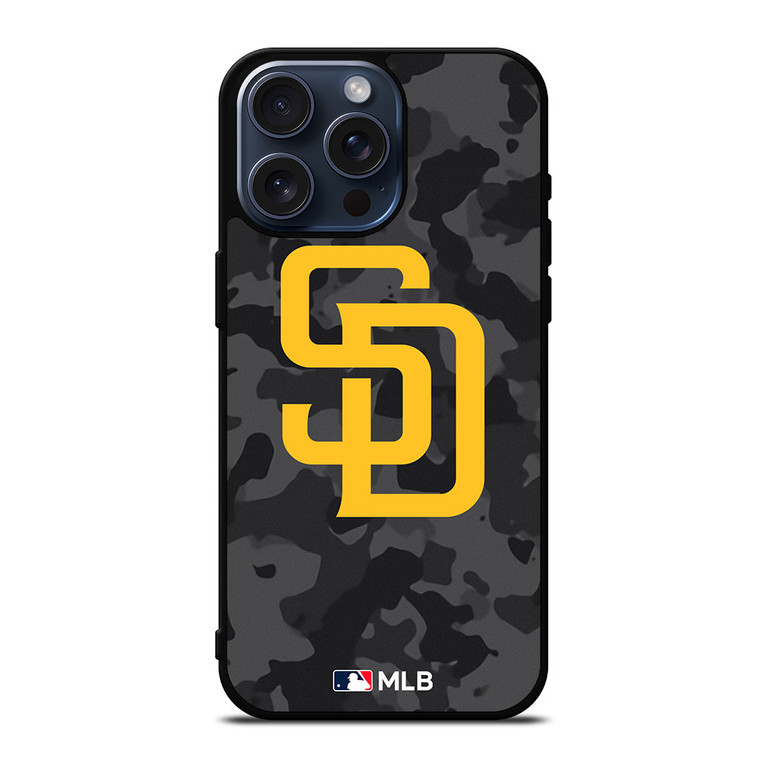 SAN DIEGO PADRES BASEBALL BLACK CAMO iPhone 15 Pro Max Case Cover