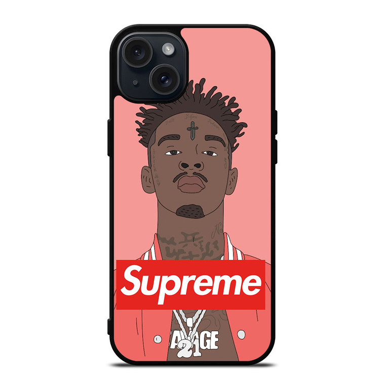 21 SAVAGE PINK SUPREME iPhone 15 Plus Case Cover