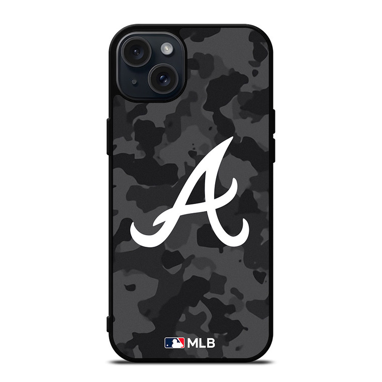 ATLANTA BRAVES BASEBALL BLACK CAMO iPhone 15 Plus Case Cover