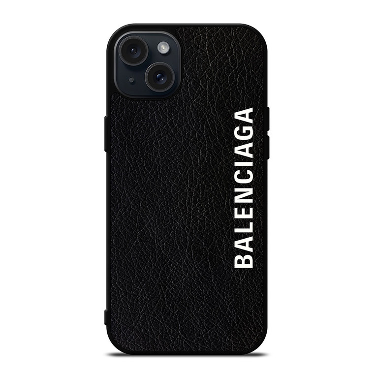 BALENCIAGA LEATHER BLACK iPhone 15 Plus Case Cover
