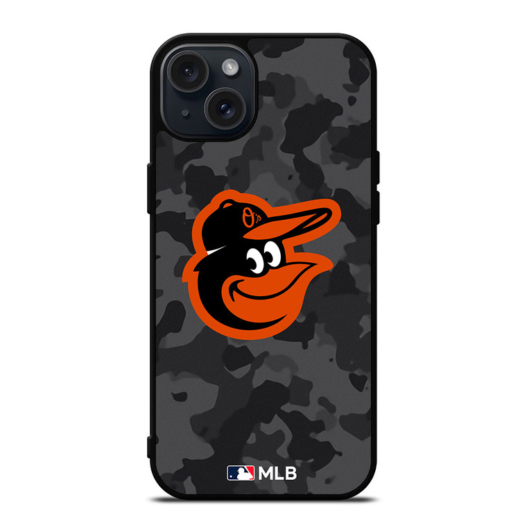 BALTIMORE ORIOLES BASEBALL BLACK CAMO iPhone 15 Plus Case Cover