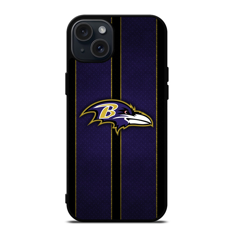 BALTIMORE RAVENS NFL METAL STRIPE iPhone 15 Plus Case Cover BALTIMORE RAVENS NFL METAL STRIPE iPhone 15 Plus Case Cover