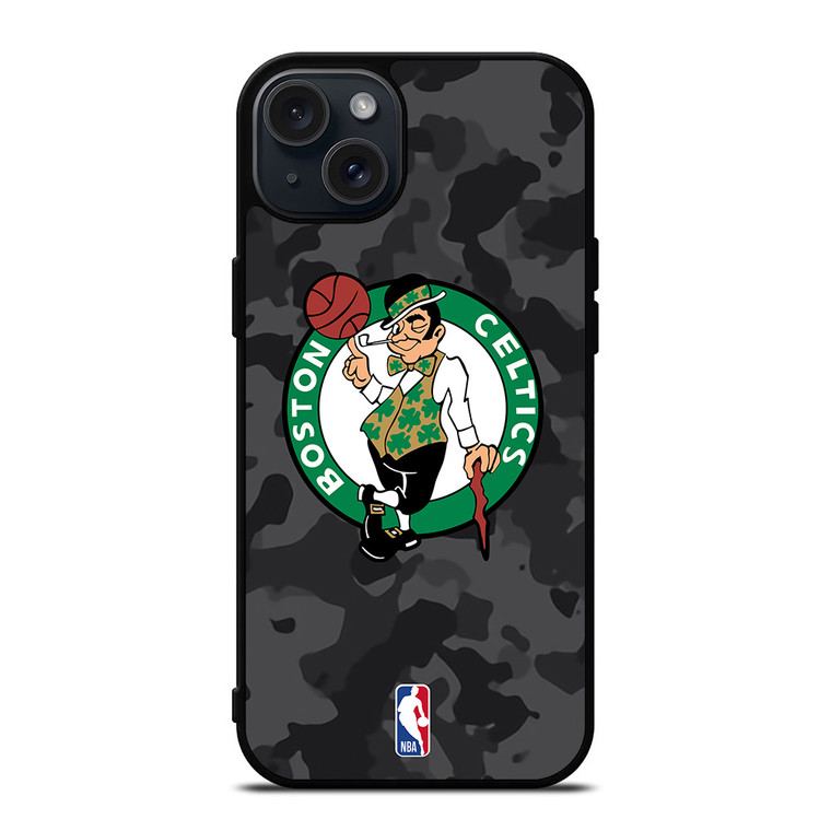BOSTON CELTICS BLACK CAMO iPhone 15 Plus Case Cover