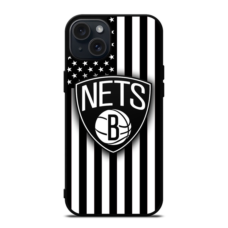 BROOKLYN NETS NBA USA FLAG iPhone 15 Plus Case Cover