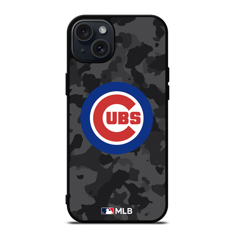 CHICAGO CUBS BASEBALL BLACK CAMO iPhone 15 Plus Case Cover