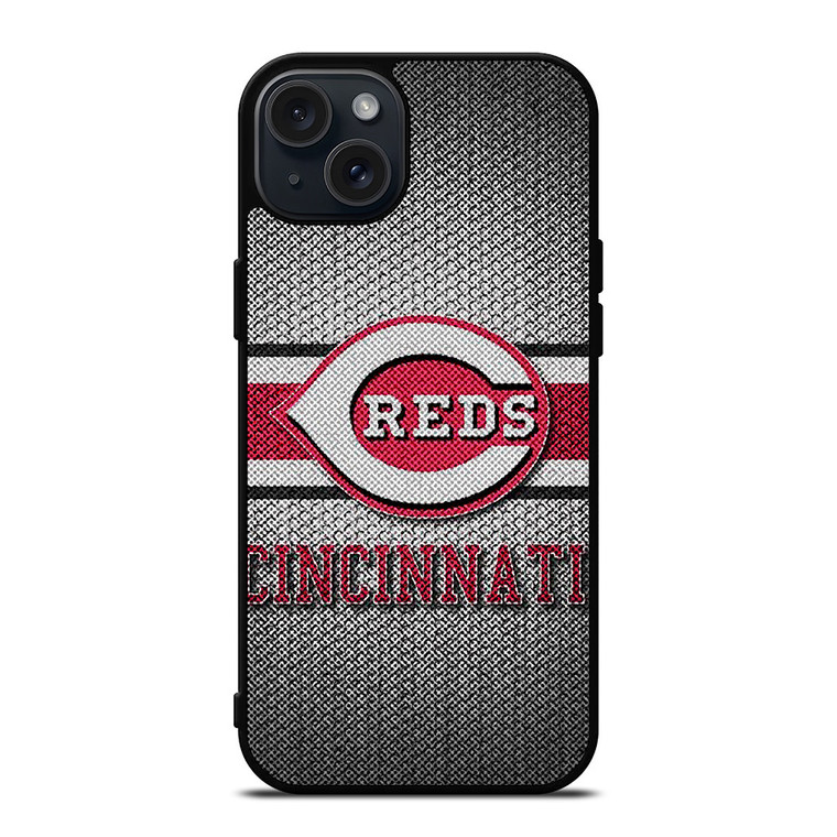 CINCINNATI RED MLB BASEBALL METAL iPhone 15 Plus Case Cover