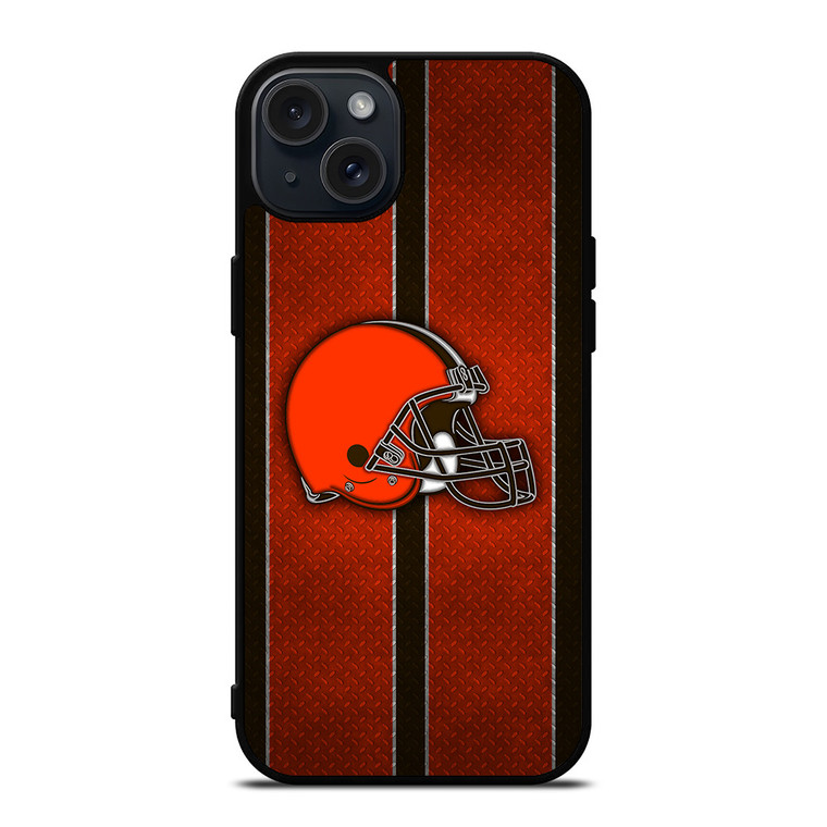 CLEVELAND BROWNS NFL METAL STRIPE iPhone 15 Plus Case Cover