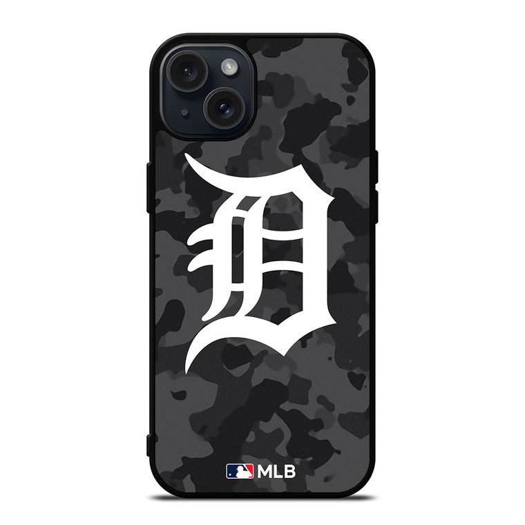 DETROIT TIGERS BASEBALL BLACK CAMO iPhone 15 Plus Case Cover