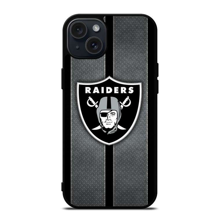 LAS VEGAS RAIDERS NFL METAL STRIPE iPhone 15 Plus Case Cover