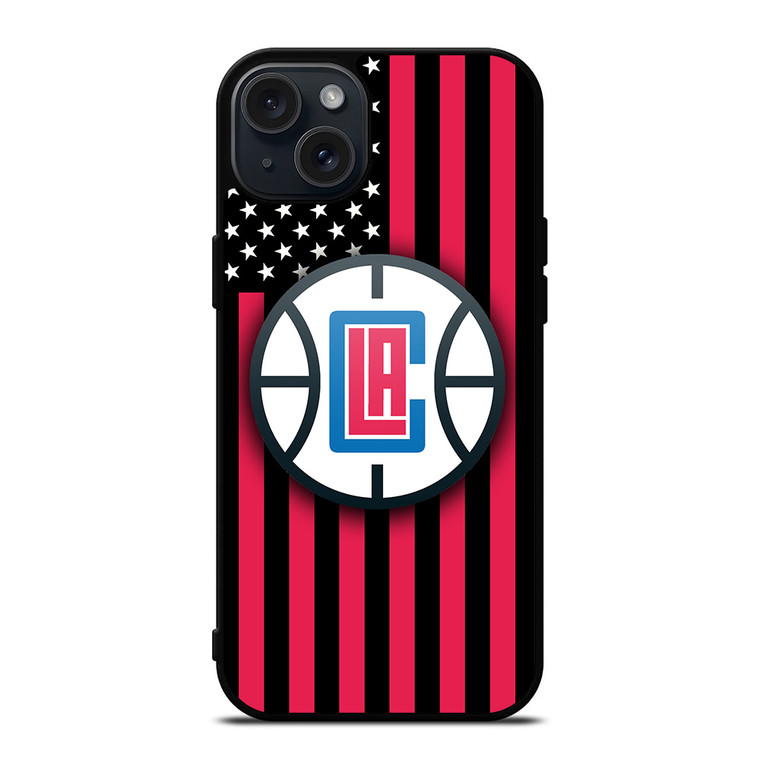 LOS ANGELES CLIPPERS NBA USA FLAG iPhone 15 Plus Case Cover LOS ANGELES CLIPPERS NBA USA FLAG iPhone 15 Plus Case Cover
