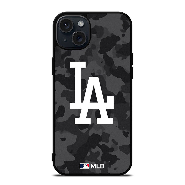 LOS ANGELES DODGERS BASEBALL BLACK CAMO iPhone 15 Plus Case Cover LOS ANGELES DODGERS BASEBALL BLACK CAMO iPhone 15 Plus Case Cover