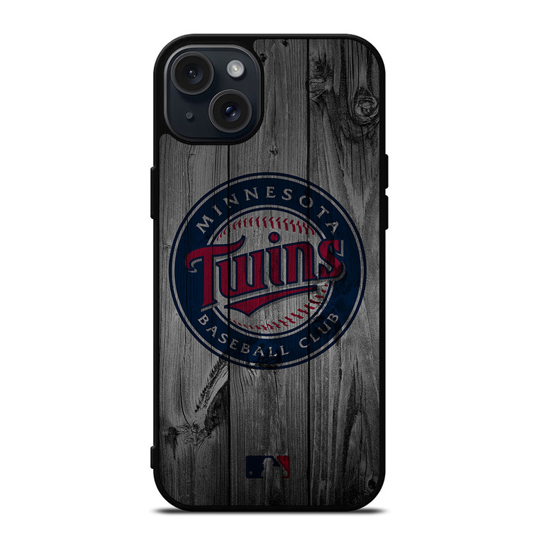 MINNESOTA TWINS BASEBALL MLB WOOD LOGO iPhone 15 Plus Case Cover