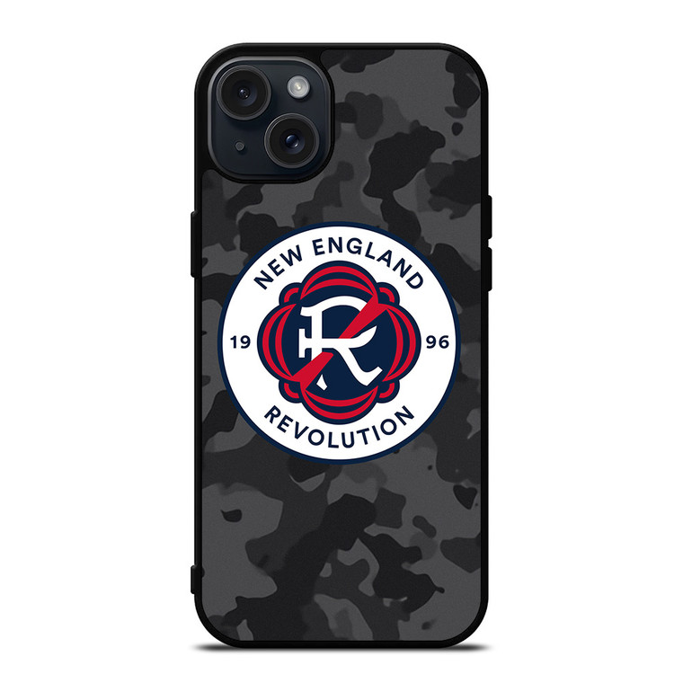 NEW ENGLAND REVOLUTION MLS BLACK CAMO iPhone 15 Plus Case Cover