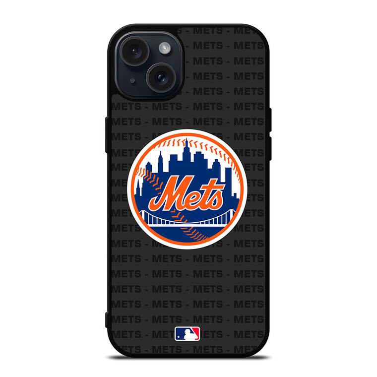 NEW YORK METS BASEBALL BLACK iPhone 15 Plus Case Cover