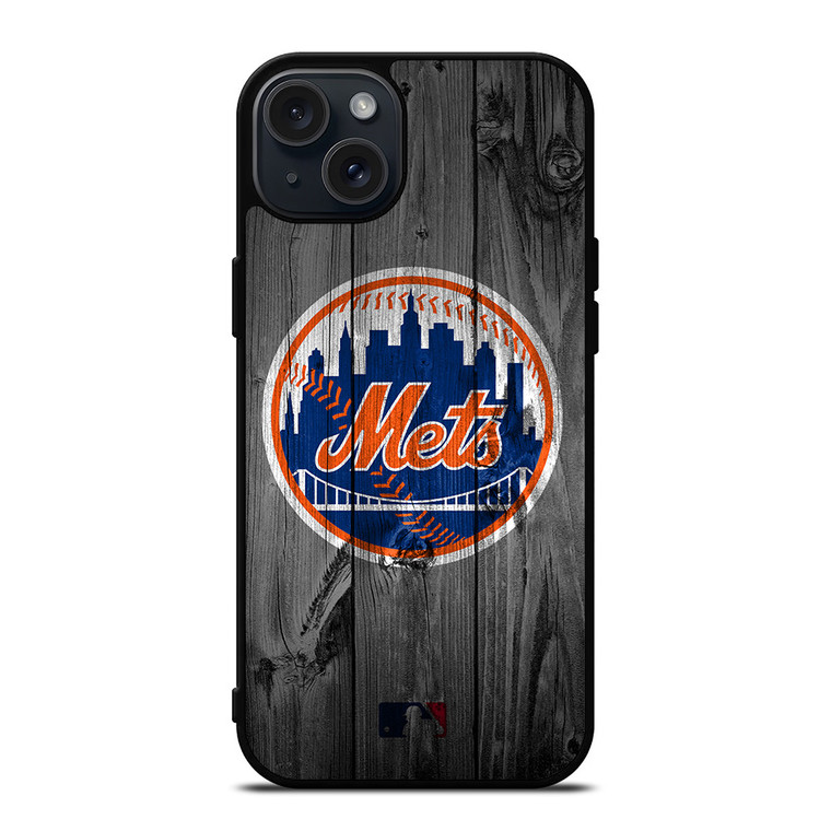 NEW YORK METS BASEBALL MLB WOOD LOGO iPhone 15 Plus Case Cover