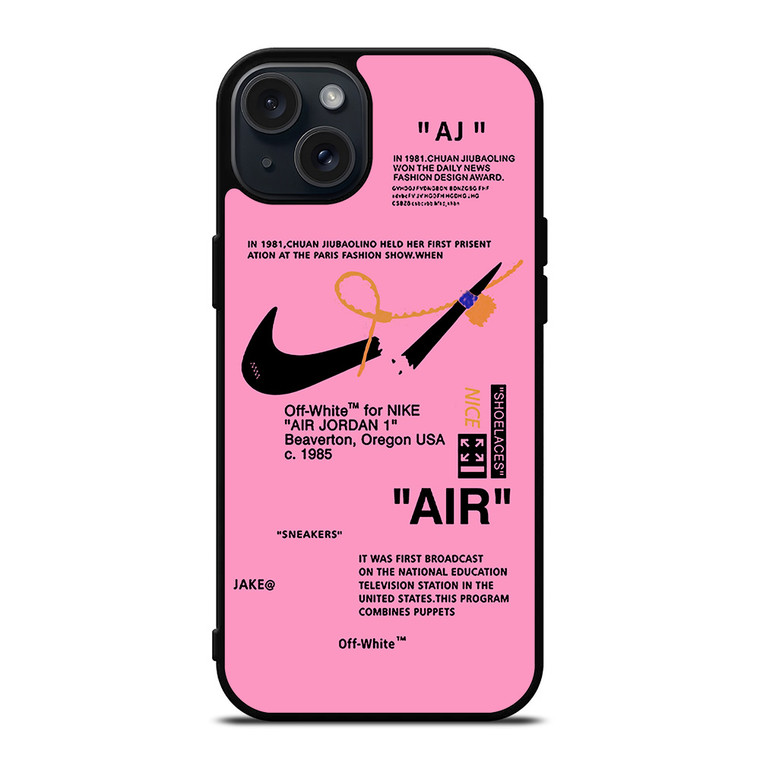 NIKE AIR OFF WHITE PINK iPhone 15 Plus Case Cover