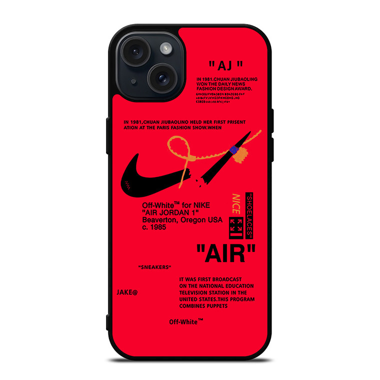 NIKE AIR OFF WHITE RED iPhone 15 Plus Case Cover