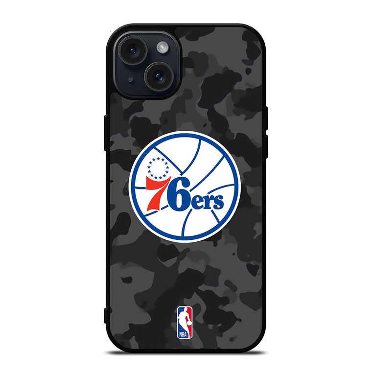 PHILADELPHIA 76ERS BLACK CAMO iPhone 15 Plus Case Cover