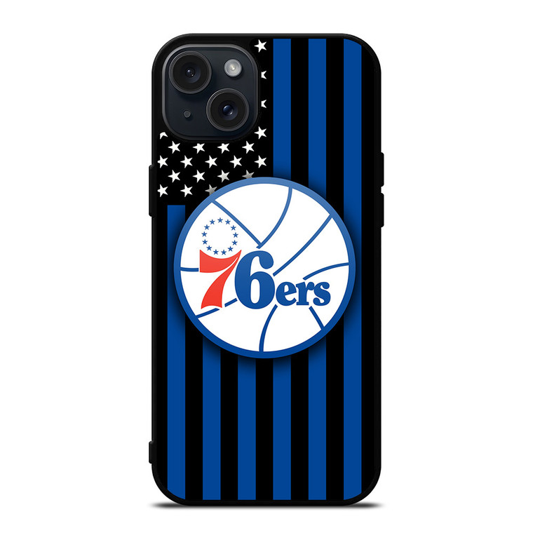 PHILADELPHIA 76ERS NBA USA FLAG iPhone 15 Plus Case Cover