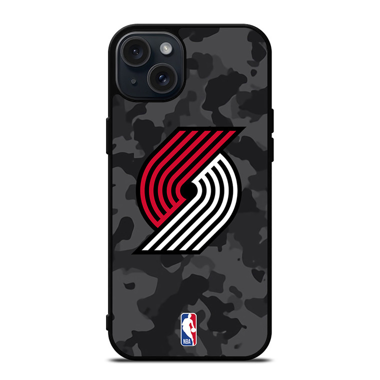 PORTLAND TRAIL BLAZERS BLACK CAMO iPhone 15 Plus Case Cover