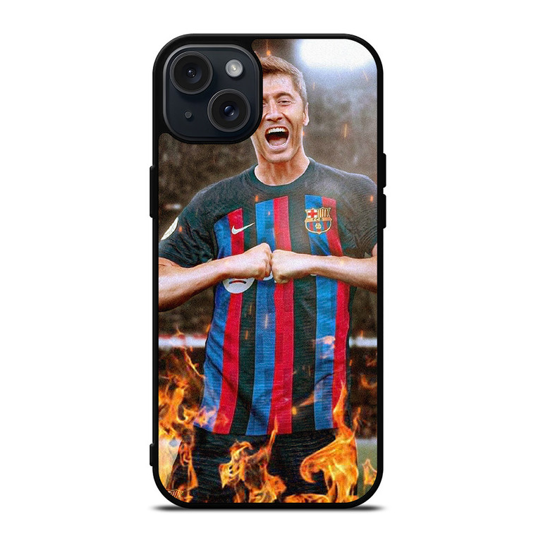 ROBERT LEWANDOWSKI FC BARCELONA iPhone 15 Plus Case Cover