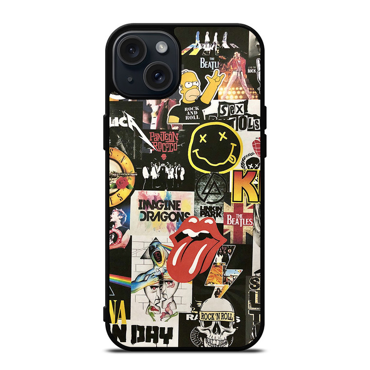 ROCK AND ROLL BAND COLLAGE iPhone 15 Plus Case Cover
