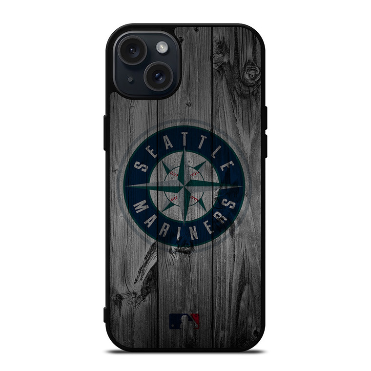SEATTLE MARINERS BASEBALL MLB WOOD LOGO iPhone 15 Plus Case Cover