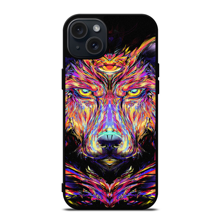 WOLF TRIPPY ART iPhone 15 Plus Case Cover