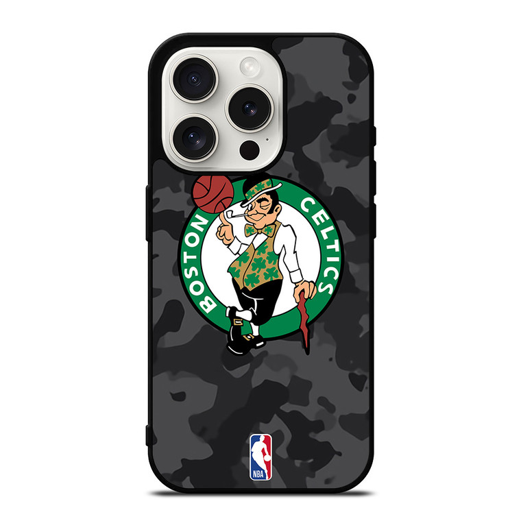 BOSTON CELTICS BLACK CAMO iPhone 15 Pro Case Cover