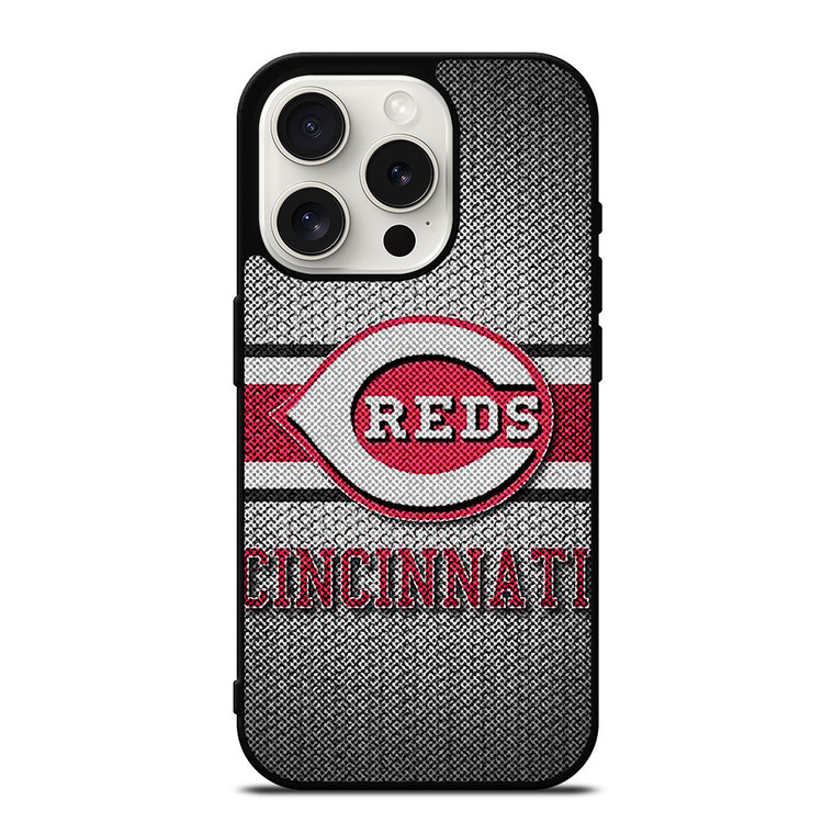 CINCINNATI RED MLB BASEBALL METAL iPhone 15 Pro Case Cover