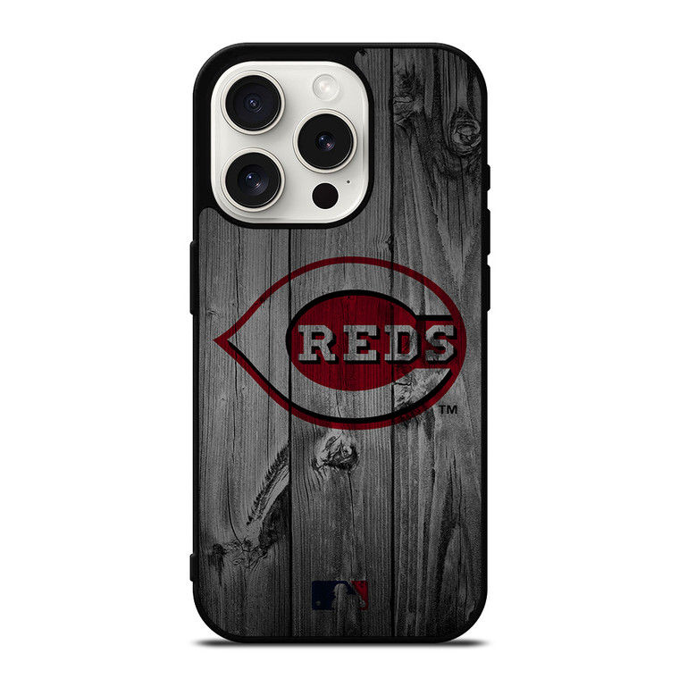 CINCINNATI REDS BASEBALL MLB WOOD LOGO iPhone 15 Pro Case Cover