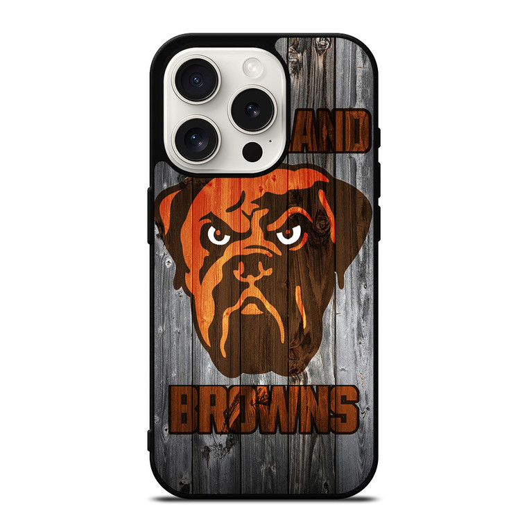 CLEVELAND BROWNS NFL FOOTBALL WOODEN LOGO iPhone 15 Pro Case Cover